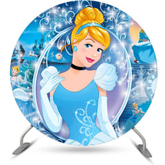 Lofaris Blue Bokeh Glitter Round Princess Birthday Backdrop Kit