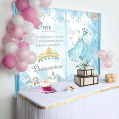 Lofaris Blue Book Princess Floral Crown Birthday Backdrop