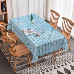 Lofaris Blue Brick Dining Room Party Rectangle Tablecloth