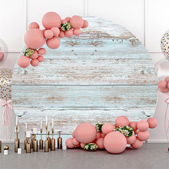 Lofaris Blue Brown Faded Wood Artistic Round Party Backdrop