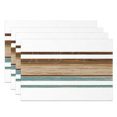 Lofaris Blue Brown Wooden Texture White Set Of 4 Placemats