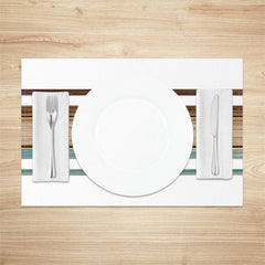 Lofaris Blue Brown Wooden Texture White Set Of 4 Placemats