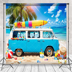 Lofaris Blue Camping Bus Sky Beach Holiday Summer Backdrop