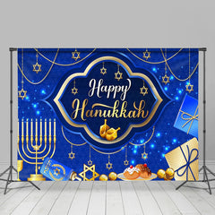 Lofaris Blue Candlestick Gift Happy Hanukkah Day Backdrop