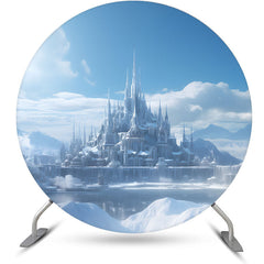 Lofaris Blue Castle Iceland Cloud Round Birthday Backdrop