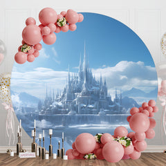 Lofaris Blue Castle Iceland Cloud Round Birthday Backdrop