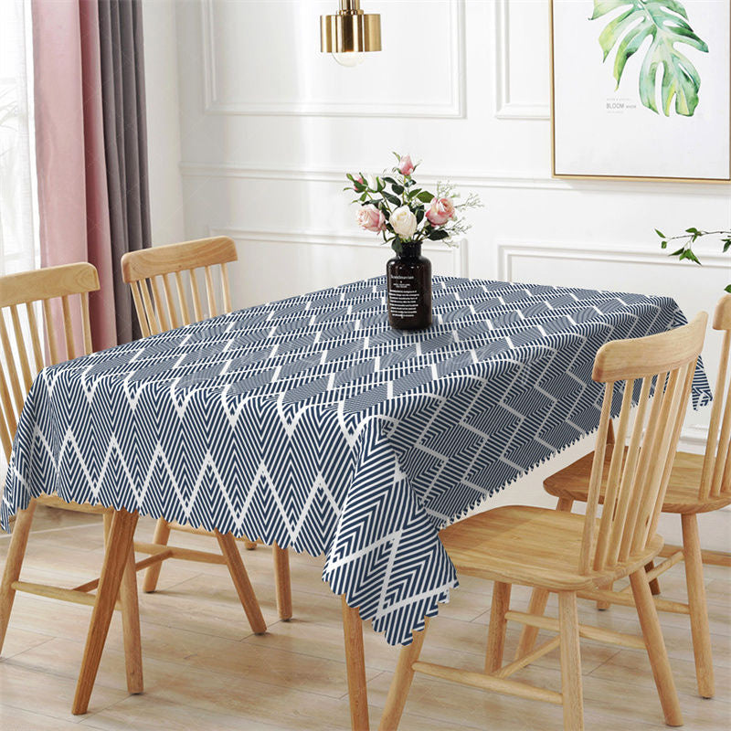 Lofaris Blue Chevron Pattern Dining Rectangle Tablecloth