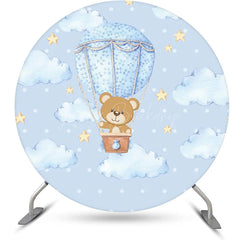 Lofaris Blue Cloud Bear Stars Dot Round Baby Shower Backdrop