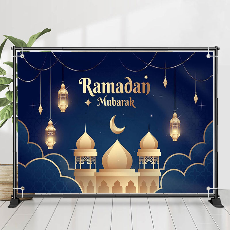 Lofaris Blue Cloud Gold Lantern Palace Ramadan Backdrop