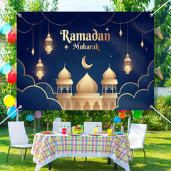 Lofaris Blue Cloud Gold Lantern Palace Ramadan Backdrop