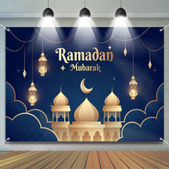 Lofaris Blue Cloud Gold Lantern Palace Ramadan Backdrop