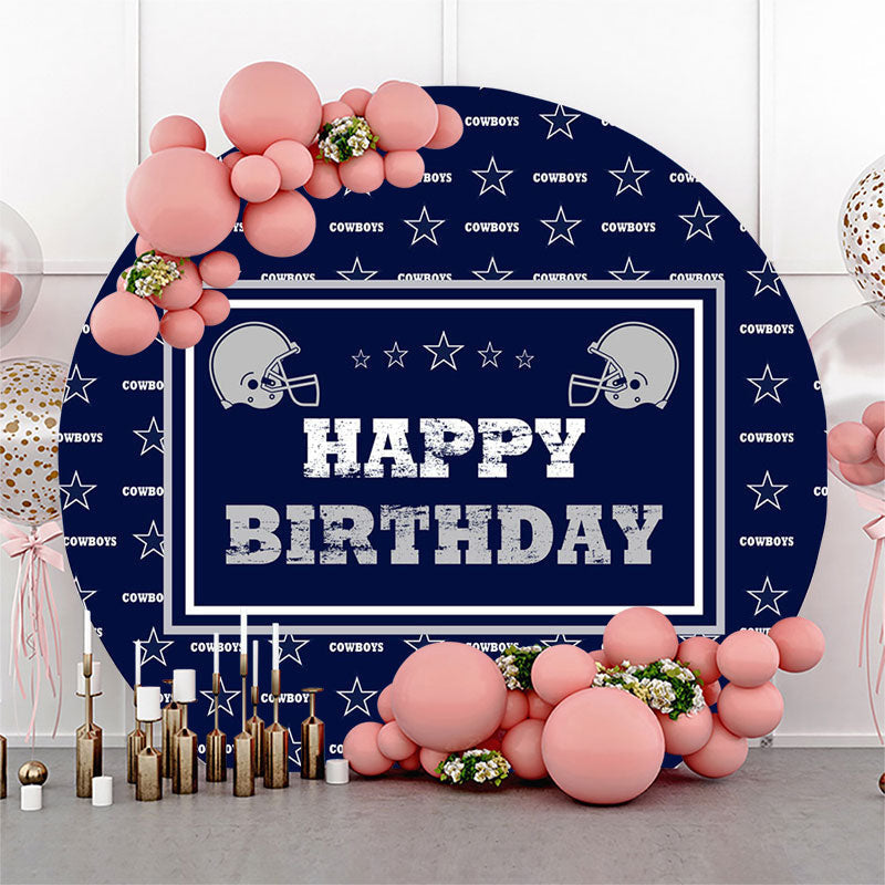 Lofaris Blue Cowboys Star Happy Birthday Round Backdrop