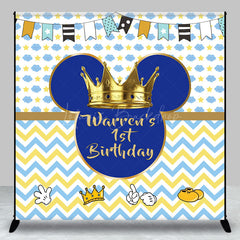 Lofaris Blue Crown Flag Clouds Custom 1st Birthday Backdrop