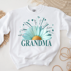 Lofaris Blue Daisy Flower Heart Grandma Kids Love Sweatshirt