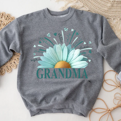 Lofaris Blue Daisy Flower Heart Grandma Kids Love Sweatshirt