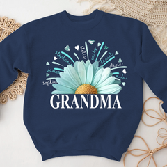 Lofaris Blue Daisy Flower Heart Grandma Kids Love Sweatshirt