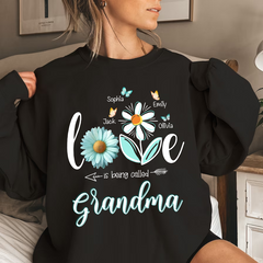 Lofaris Blue Daisy Flower Love Butterflies Grandma Sweatshirts