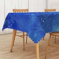 Lofaris Blue Dandelion Raindrop Bokeh Rectangle Tablecloth