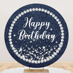 Lofaris Blue Diamond Denim Round Happy Birthday Backdrop