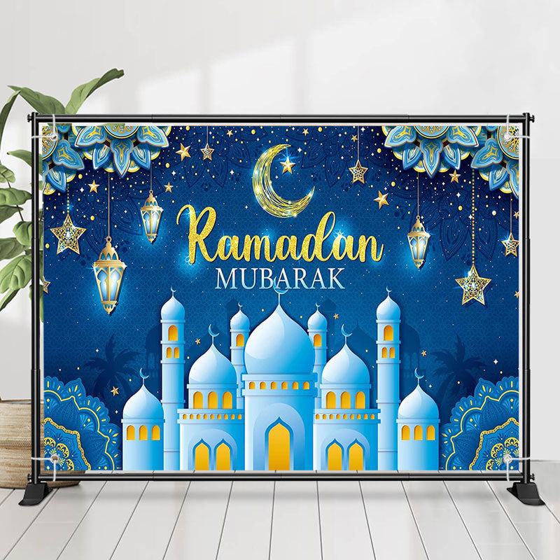 Lofaris Blue Dome Palace Night Moon Mandala Ramadan Backdrop