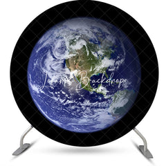 Lofaris Blue Earth Top View Cloud Circle Birthday Backdrop