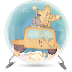 Lofaris Blue Fairy Tale Car Star Bee Round Birthday Backdrop