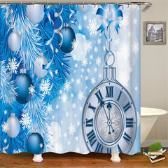 Lofaris Blue Fantasy Snow Watch Bokeh Christmas Shower Curtain