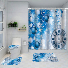 Lofaris Blue Fantasy Snow Watch Bokeh Christmas Shower Curtain