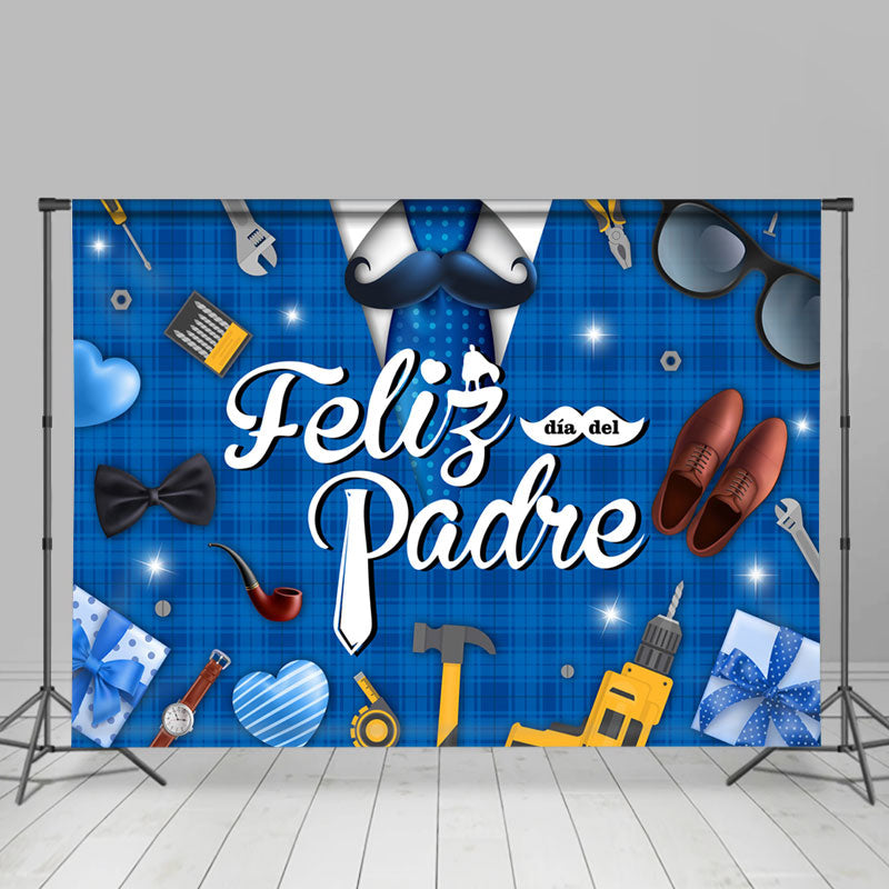 Lofaris Blue Feliz Padre Beard Fathers Day Party Backdrop