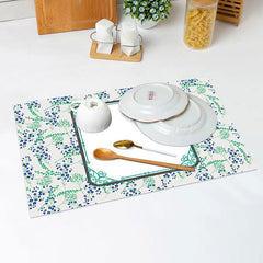 Lofaris Blue Floral Green Leaves Spring Set Of 4 Placemats