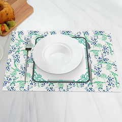 Lofaris Blue Floral Green Leaves Spring Set Of 4 Placemats