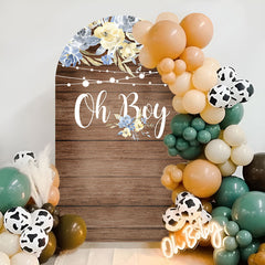 Lofaris Blue Floral Oh Boy Wooden Baby Shower Arch Backdrop