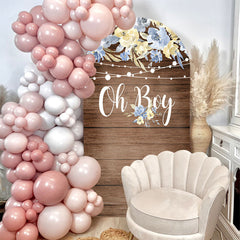 Lofaris Blue Floral Oh Boy Wooden Baby Shower Arch Backdrop