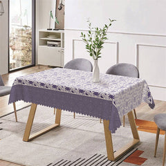 Lofaris Blue Floral Repeat Rustic Retro Rectangle Tablecloth