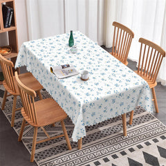 Lofaris Blue Flower Chic Rectangle Cafe Pattern Tablecloth