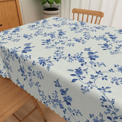 Lofaris Blue Flower Pastoral Chic Rectangle Cafe Tablecloth