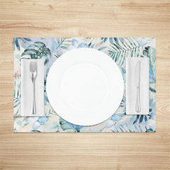 Lofaris Blue Flowers Leaves Modern Dining Set Of 4 Placemats