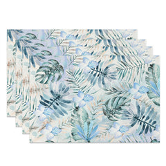 Lofaris Blue Flowers Leaves Modern Dining Set Of 4 Placemats