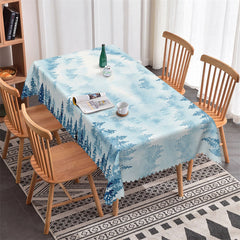 Lofaris Blue Foggy Forest Bohemian Rectangle Tablecloth