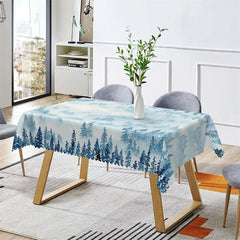 Lofaris Blue Foggy Forest Bohemian Rectangle Tablecloth