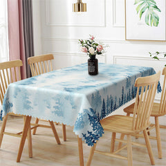 Lofaris Blue Foggy Forest Bohemian Rectangle Tablecloth