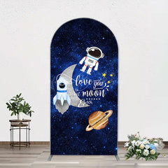 Lofaris Blue Galaxy Astronaut Star Arch Baby Shower Backdrop