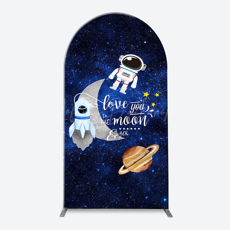 Lofaris Blue Galaxy Astronaut Star Arch Baby Shower Backdrop