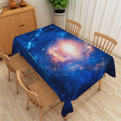 Lofaris Blue Gold Dreamlike Galaxy Rectangle Tablecloth