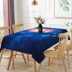 Lofaris Blue Gold Dreamlike Galaxy Rectangle Tablecloth