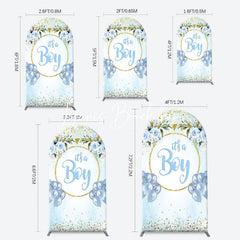 Lofaris Blue Gold Floral Its A Boy Baby Shower Arch Backdrop