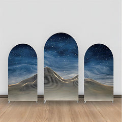 Lofaris Blue Gold Sky Night Dune Marble Arch Backdrop Kit