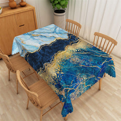 Lofaris Blue Golden Griotte Texture Rectangle Tablecloth