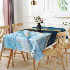 Lofaris Blue Golden Griotte Texture Rectangle Tablecloth