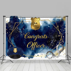 Lofaris Blue Golden Police Hat Handcuffs Graduation Backdrop